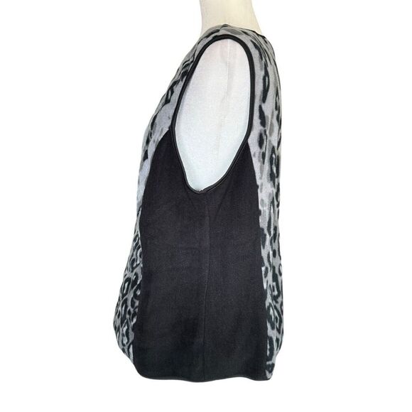 Bob Mackie Wearable Art L Fleece Vest Leopard Animal Print Full Zip Cozy Chic - Picture 3 of 8
